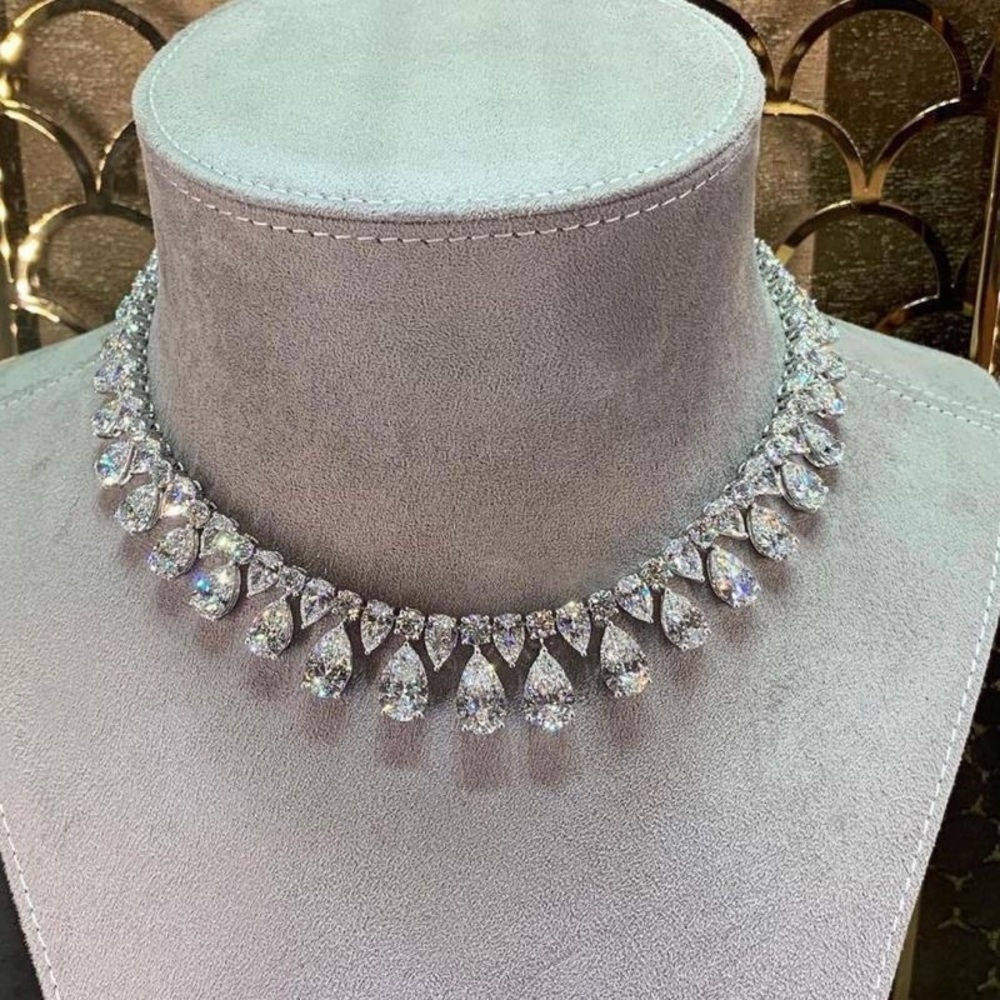 Elegant Silver 925 Necklace w/White Sapphire Accents